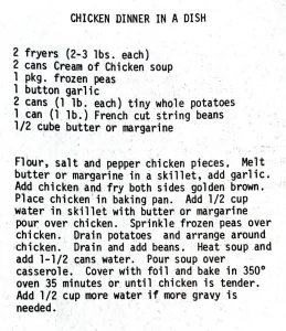 Chicken Dinner in a Dish