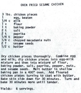Oven Fried Sesame Chicken