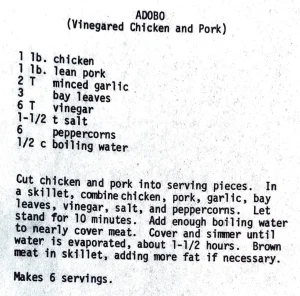 Adobo (Vinegared Chicken and Pork)