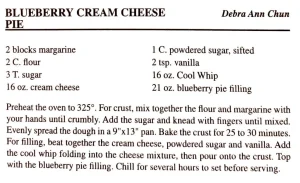 Blueberry Cream Cheese Pie