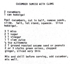 Cucumber Sumiso with Clams