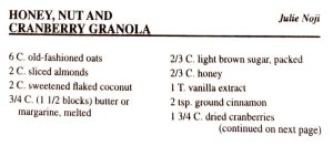 Honey, Nut and Cranberry Granola