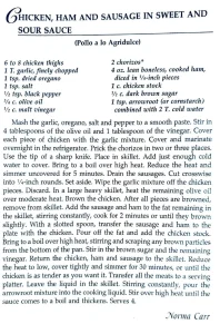 Chicken, Ham and Sausage in Sweet and Sour Sauce (Pollo a lo Agridulce)