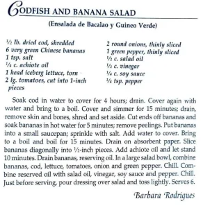 Codfish and Banana Salad (Ensalada de Bacalao y Guineo Verde)