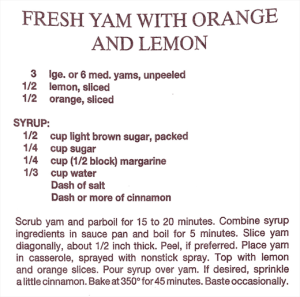 Fresh Yam with Orange and Lemon