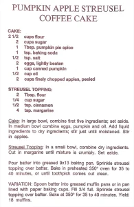 Pumpkin Apple Streusel Coffee Cake