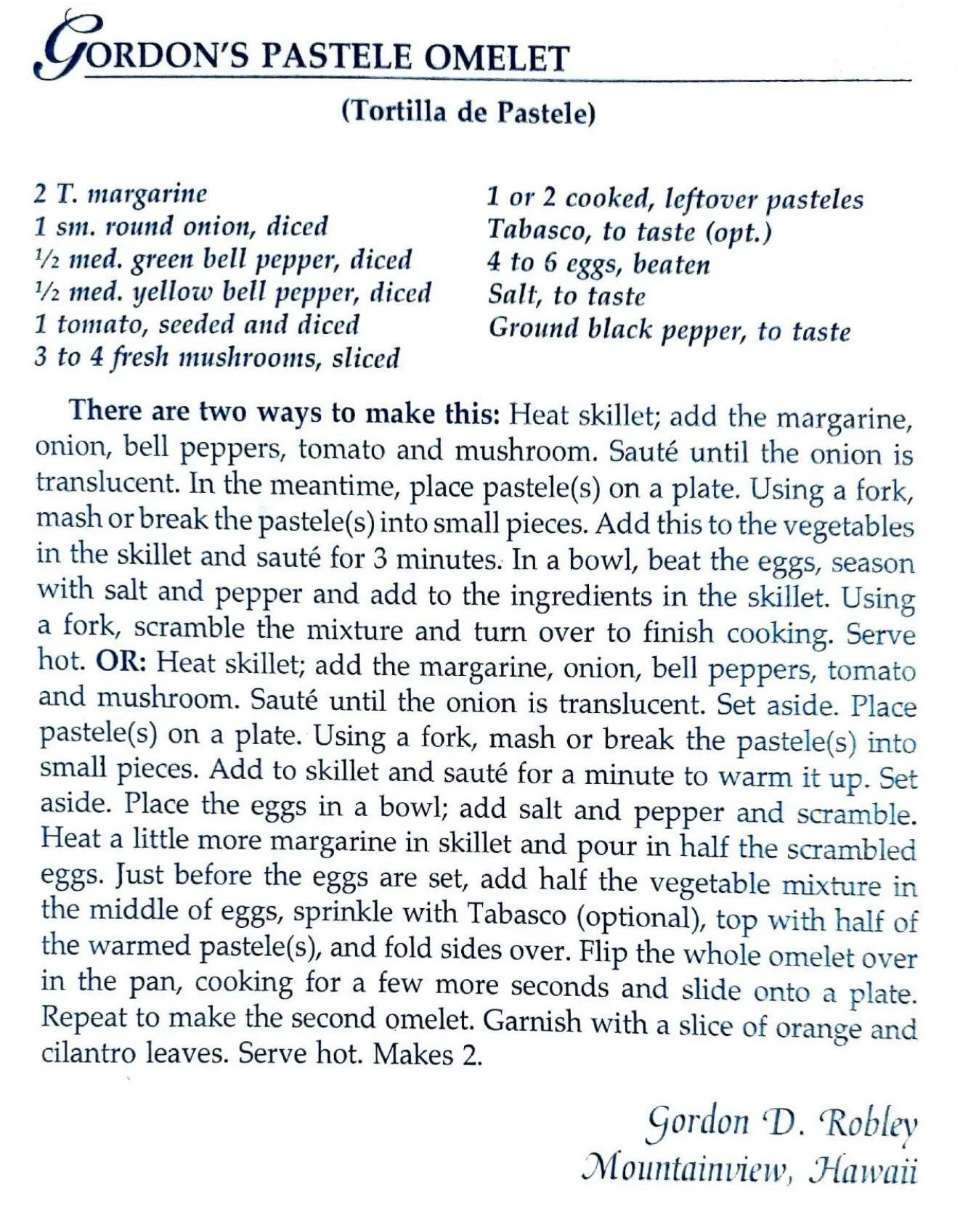 Gordon’s Pastele Omelet (Tortilla de Pastele) - Kau Kau Chronicles