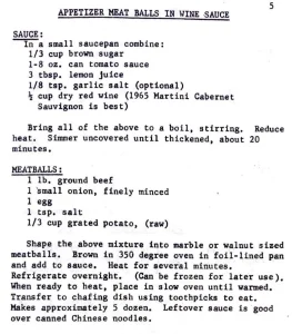 Appetizer Meat Balls in Wine Sauce