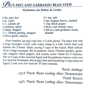 Pig’s Feet and Garbanzo Bean Stew (Garbanzo con Patitas de Cerdo)