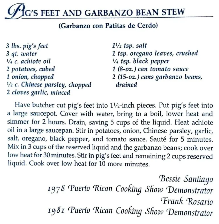 Pig’s Feet and Garbanzo Bean Stew (Garbanzo con Patitas de Cerdo)