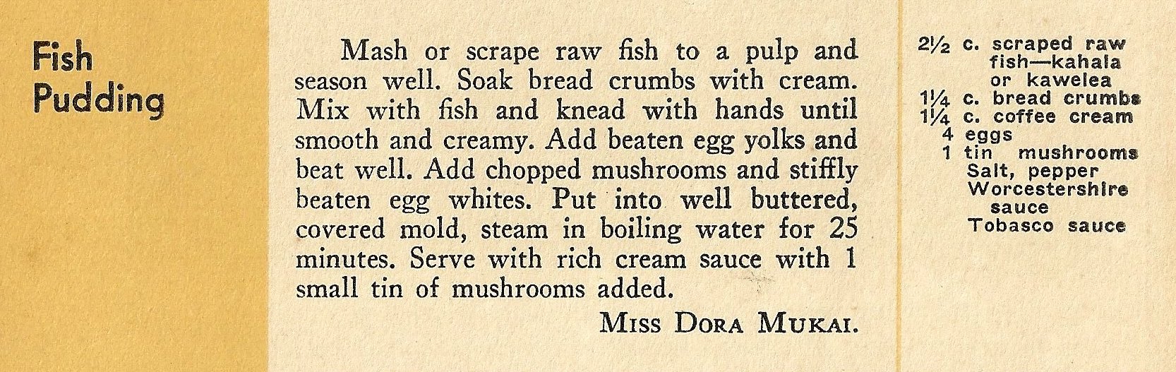 Fish Pudding - Kau Kau Chronicles